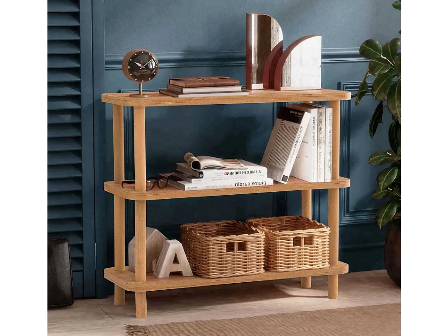 Estante rústico de aglomerado revestido de melamina – 80 cm x 75 cm x 28 cm – Pinheiro Atlântico