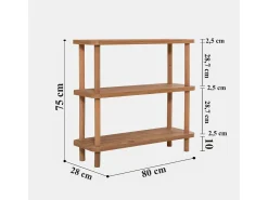 Estante rústico de aglomerado revestido de melamina – 80 cm x 75 cm x 28 cm – Pinheiro Atlântico