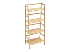 Estante SucceBuy de Bambú a 4 Niveles Estante de Almacenamiento en Escalera Trapezoidal para Baño, Dormitorio, Oficina, Estudio, Madera Natural
