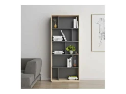 Estantería 5 alturas modelo 545 acabado roble claro/grafito. 191 cm(alto), 80 cm(ancho),