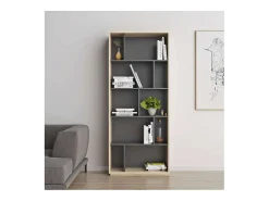 Estantería 5 alturas modelo 545 acabado roble claro/grafito. 191 cm(alto), 80 cm(ancho),