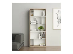 Estantería 5 alturas modelo 545 acabado roble claro/blanco. 191 cm(alto), 80 cm(ancho), 3