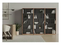 Estantería 5 alturas modelo 545 acabado nogal claro/grafito. 191 cm(alto), 80 cm(ancho),