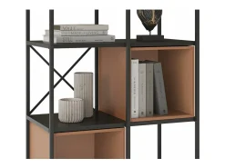 Estantería 3 cubos y estantes modelo Berta-70 acabado negro/terracota, 179cm(alto) 70cm(a