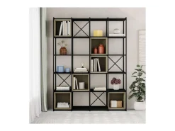 Estantería 5 cubos y estantes modelo Berta-140 acabado negro/verde, 179cm(alto) 140cm(anc