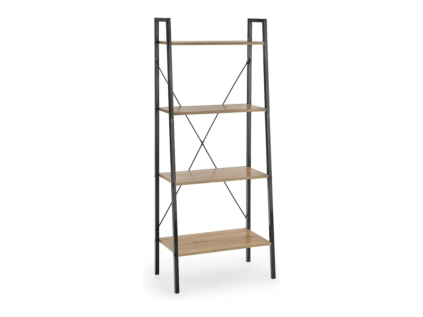 Estantería - Escalera de diseño 60 x 148 cm estilo roble y acero negro Loggia