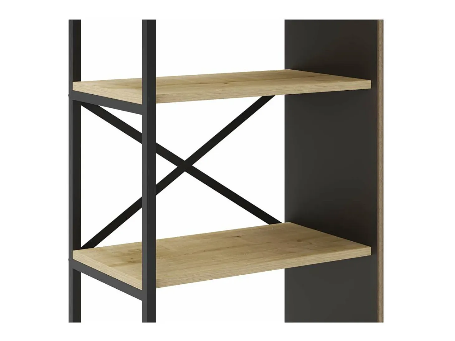 Estantería 5 estantes modelo Eva-58 acabado roble/negro, 175cm(alto) 58cm(ancho) 35cm(lar