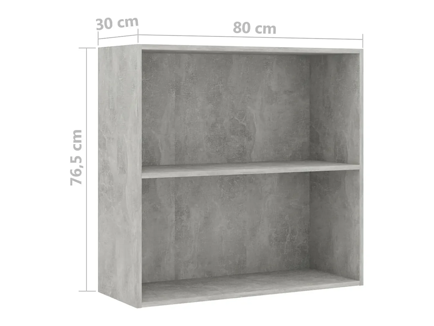 Estantería 2 niveles contrachapada gris hormigón 80x30x76,5cm