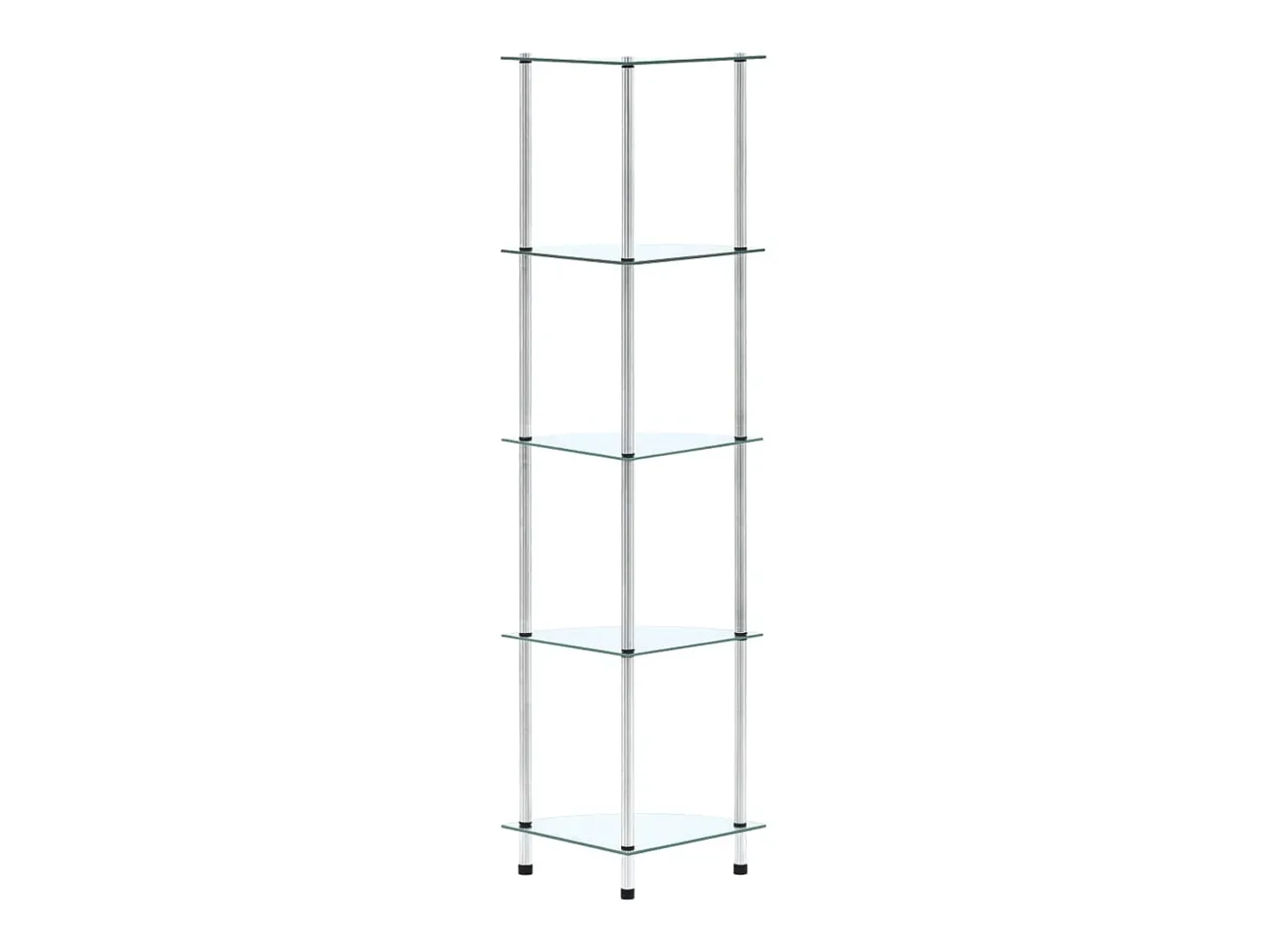 Estantería 5 niveles cristal templado transparente 30x30x130 cm
