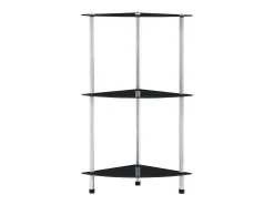 Estantería 3 niveles cristal templado negro 30x30x67 cm ES830836