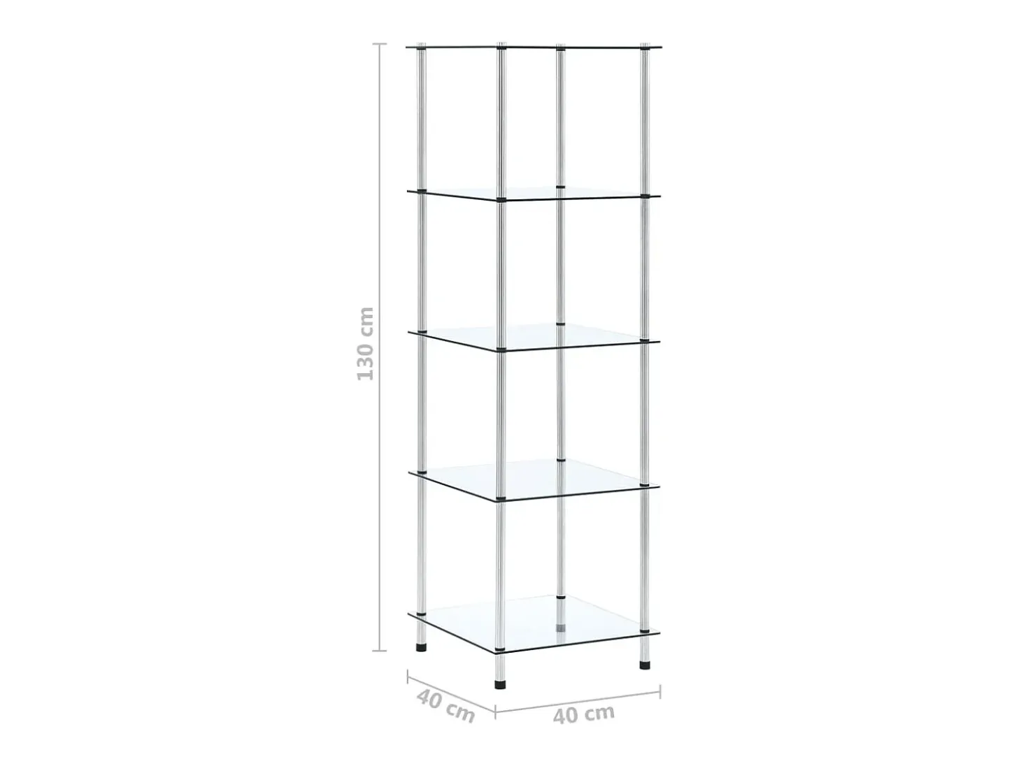 Estantería 3 niveles cristal templado transparente 40x40x67 cm