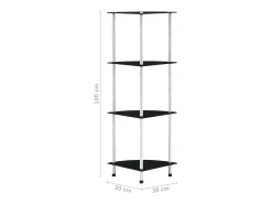Estantería 4 niveles cristal templado negro 30x30x100 cm