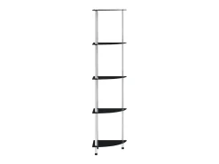 Estantería 5 niveles cristal templado negro 30x30x130 cm