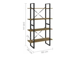Estantería 4 niveles madera maciza de pino marrón 80x30x140 cm