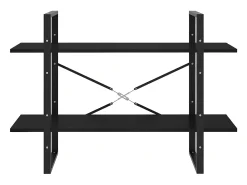 Estantería 2 niveles madera maciza de pino negra 100x30x70 cm
