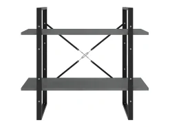 Estantería 2 niveles madera maciza de pino gris 80x30x70 cm