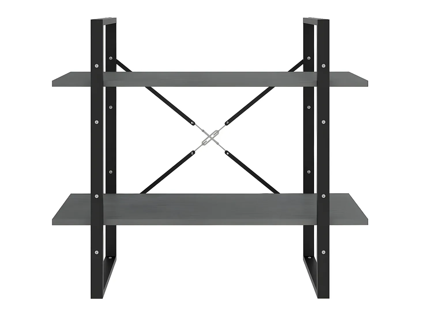 Estantería 2 niveles madera maciza de pino gris 80x30x70 cm