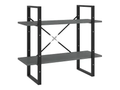 Estantería 2 niveles madera maciza de pino gris 80x30x70 cm