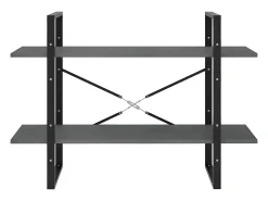 Estantería 2 niveles madera maciza de pino gris 100x30x70 cm