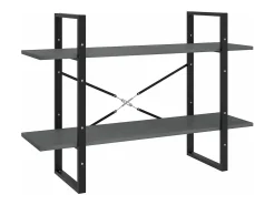 Estantería 2 niveles madera maciza de pino gris 100x30x70 cm