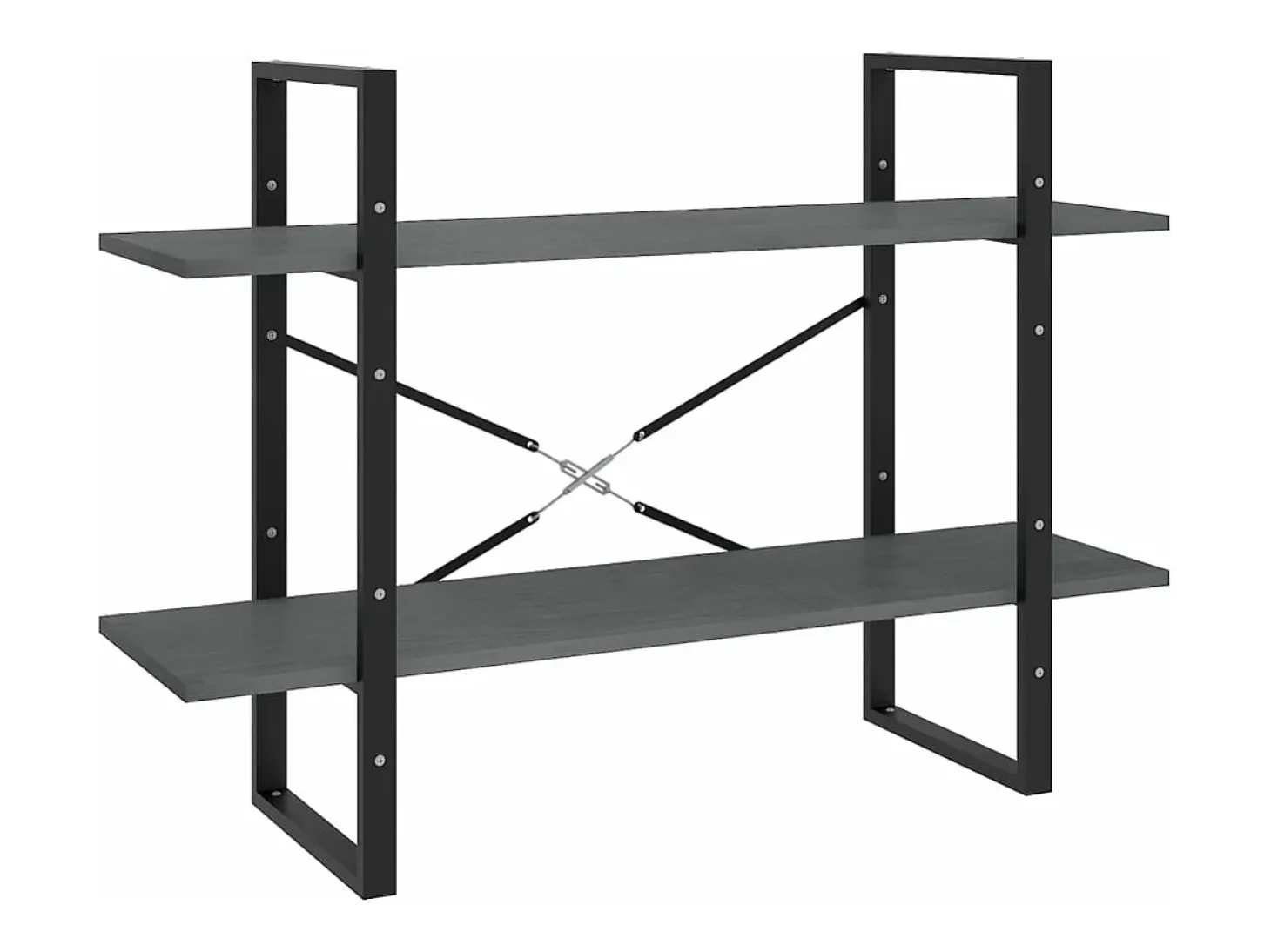 Estantería 2 niveles madera maciza de pino gris 100x30x70 cm