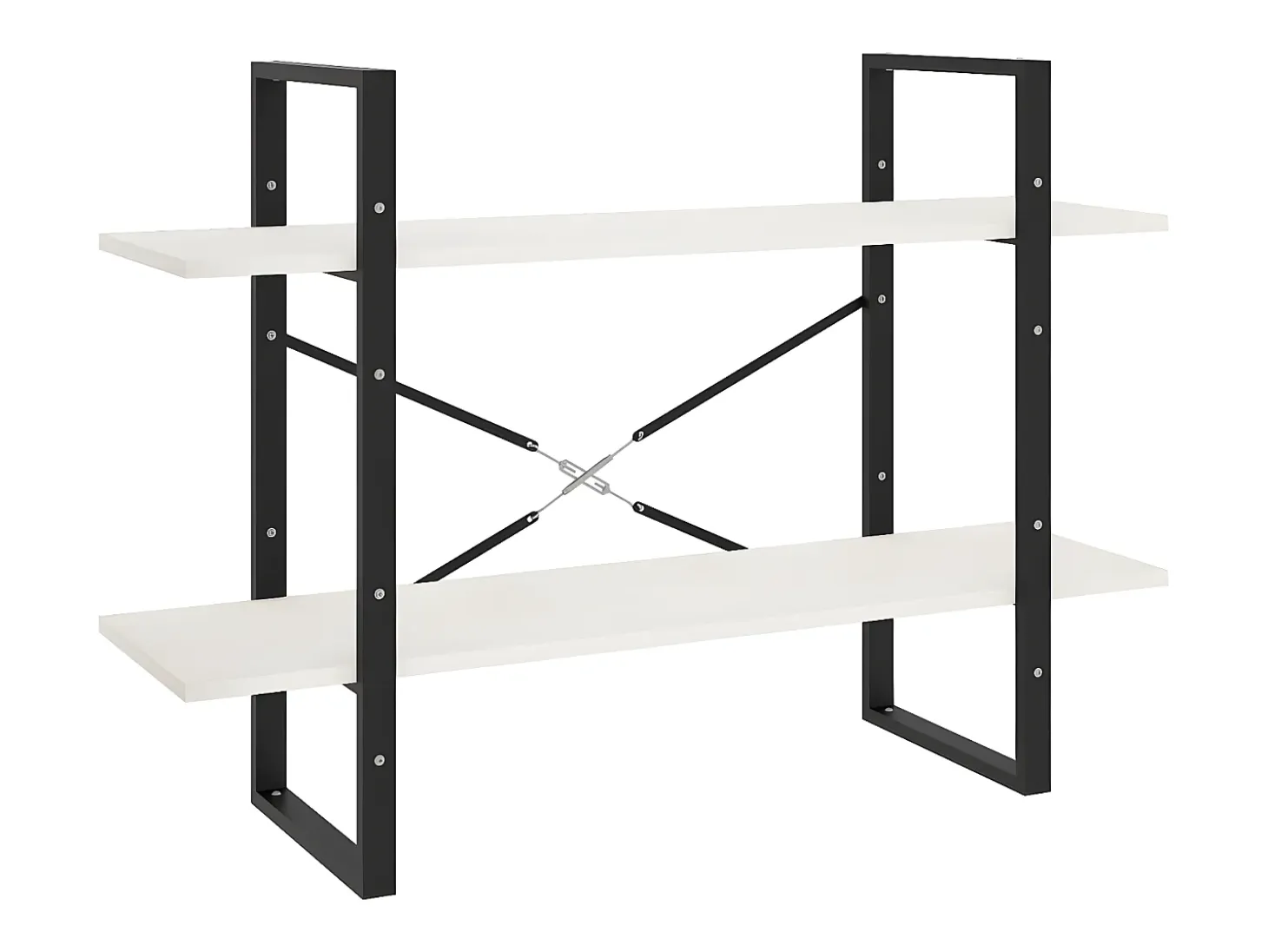 Estantería 2 niveles madera maciza de pino blanco 100x30x70 cm