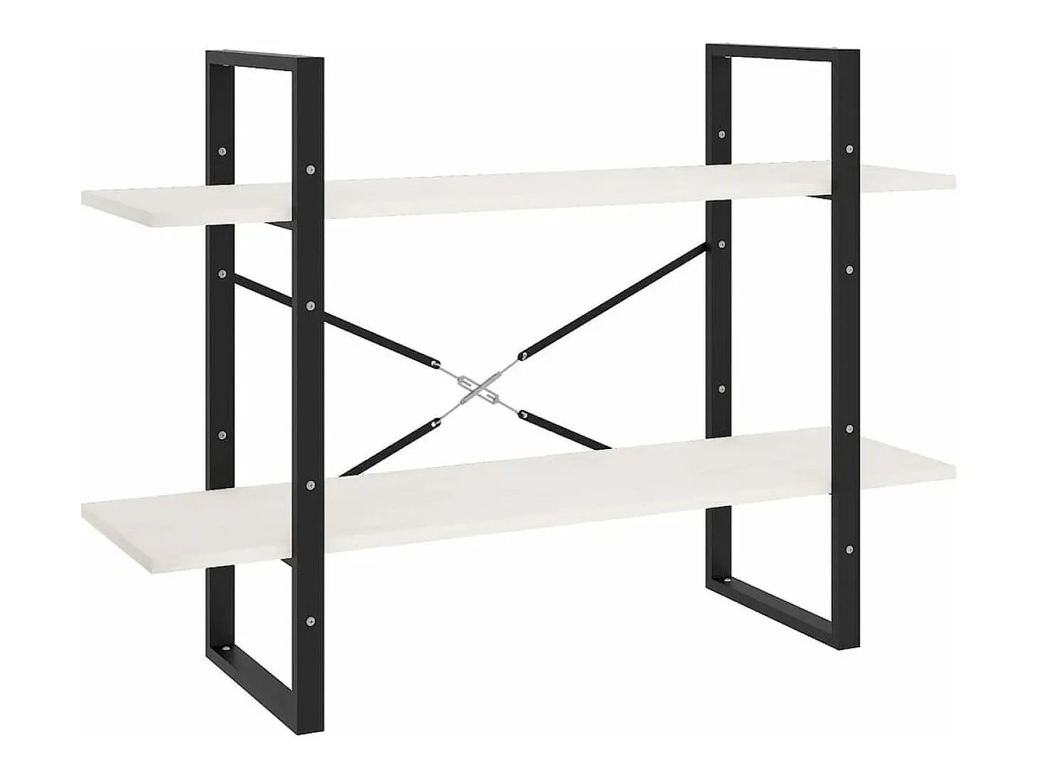 Estantería 2 niveles madera maciza de pino blanco 100x30x70 cm