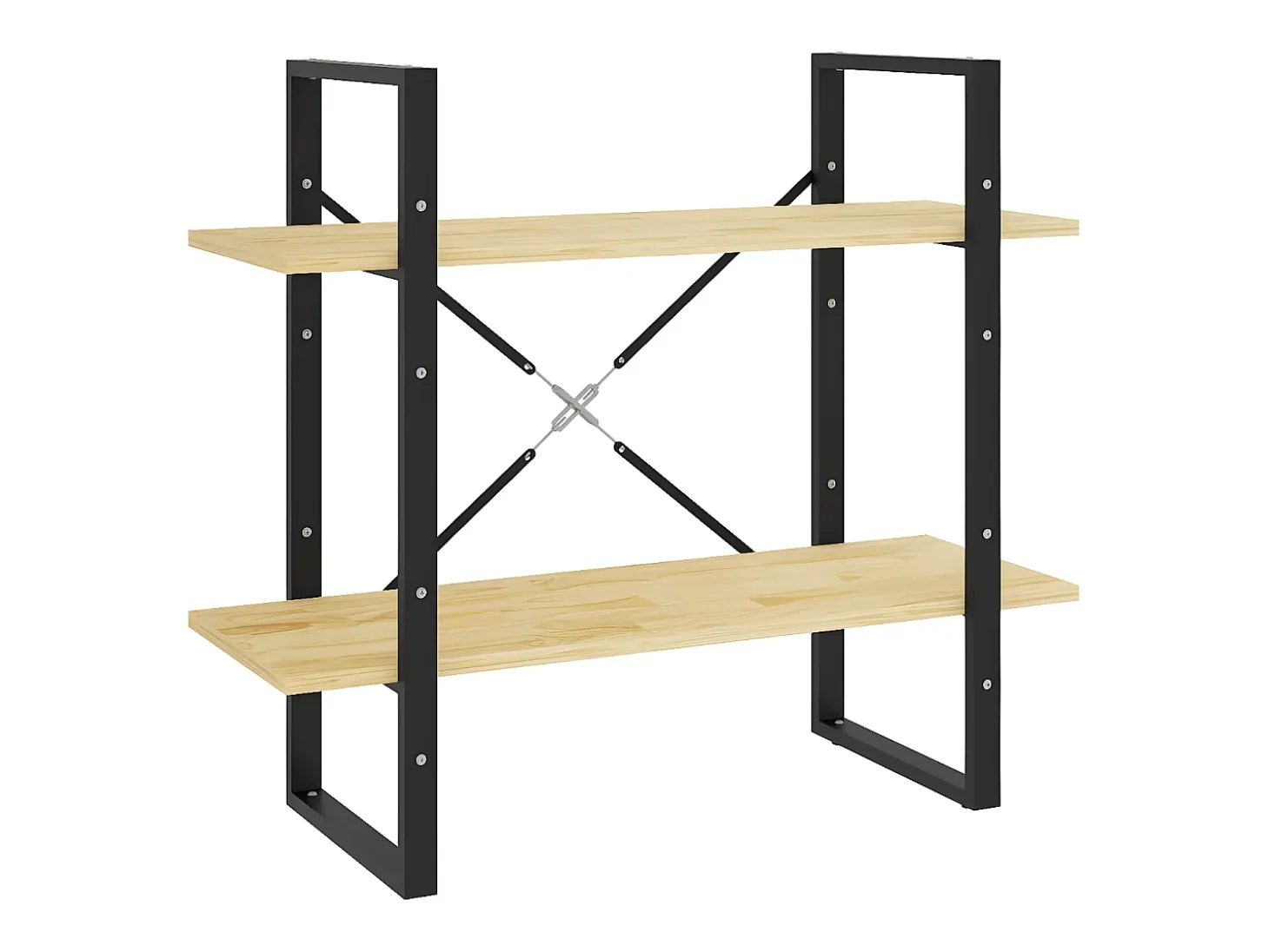Estantería 2 niveles madera maciza de pino 80x30x70 cm