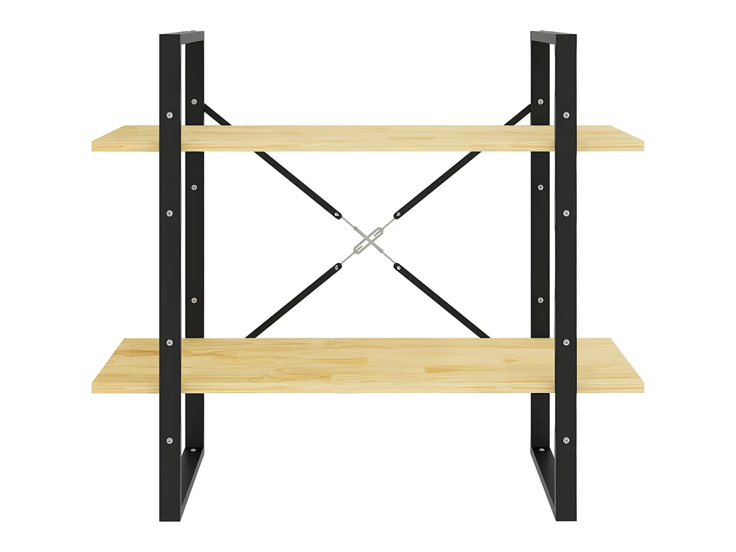 Estantería 2 niveles madera maciza de pino 80x30x70 cm
