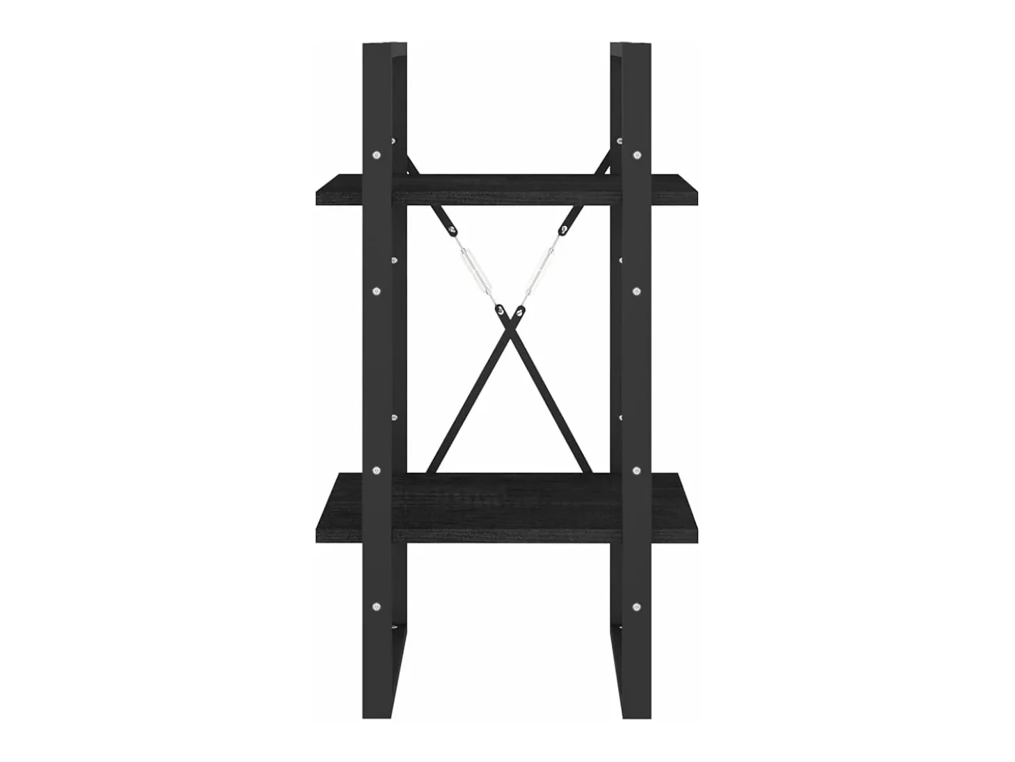Estantería 2 niveles madera maciza de pino negra 40x30x70 cm