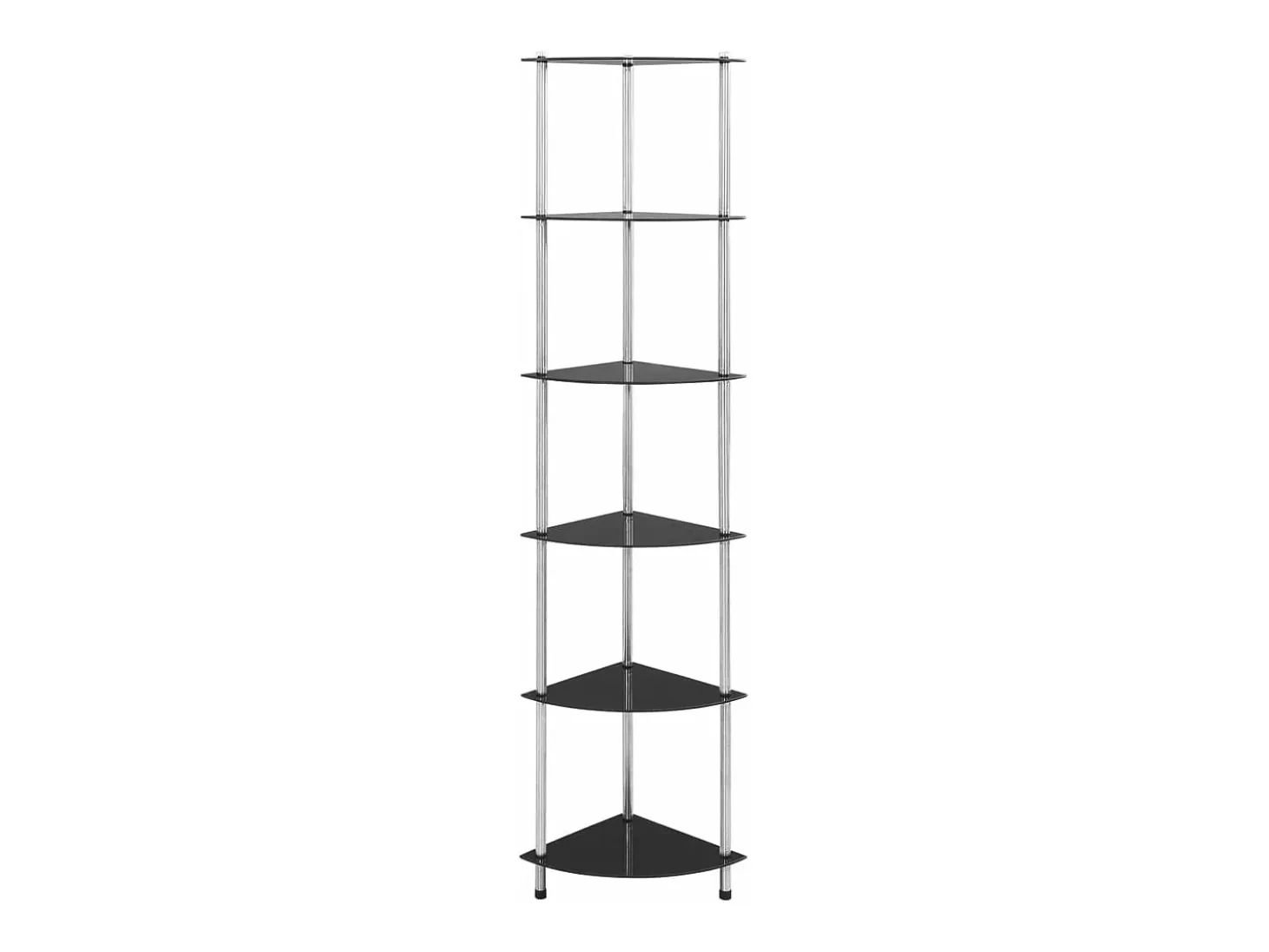 Estantería 6 niveles vidrio templado negro 30x30x160 cm