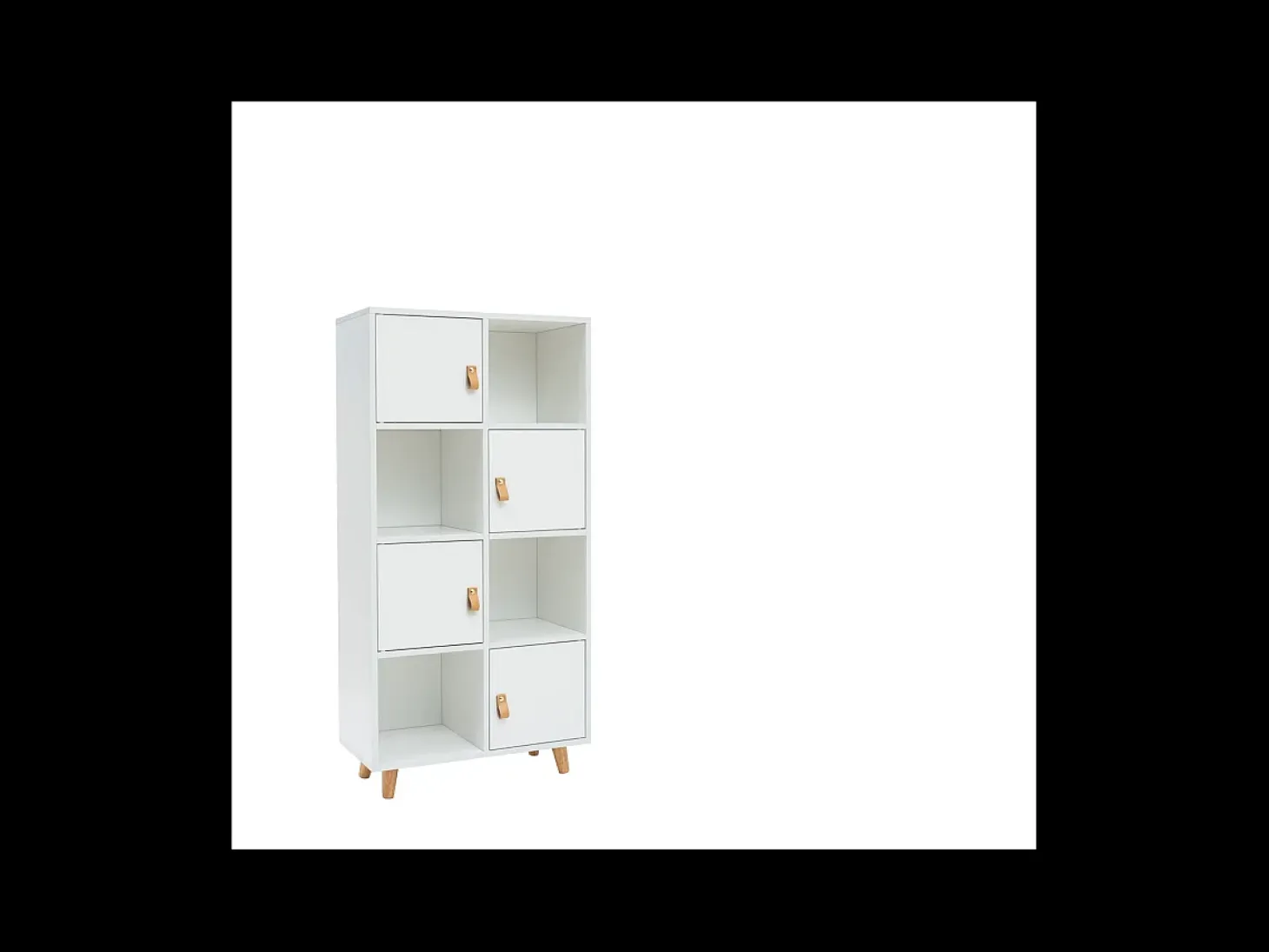 Estantería 4 puertas, 4 huecos acabado blanco, 119cm(alto) 60cm(ancho) 29cm(fondo). .
