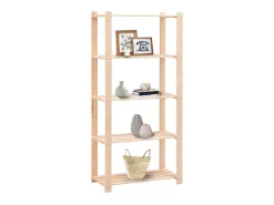Estantería almacenaje 5 niveles madera pino maciza 250 kg ES758631