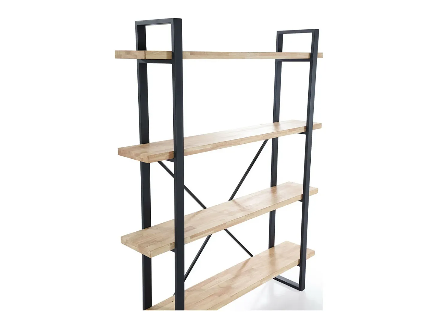 Estantería alta de 180x150x30 cm de madera en color beige con estructura metálica Chic