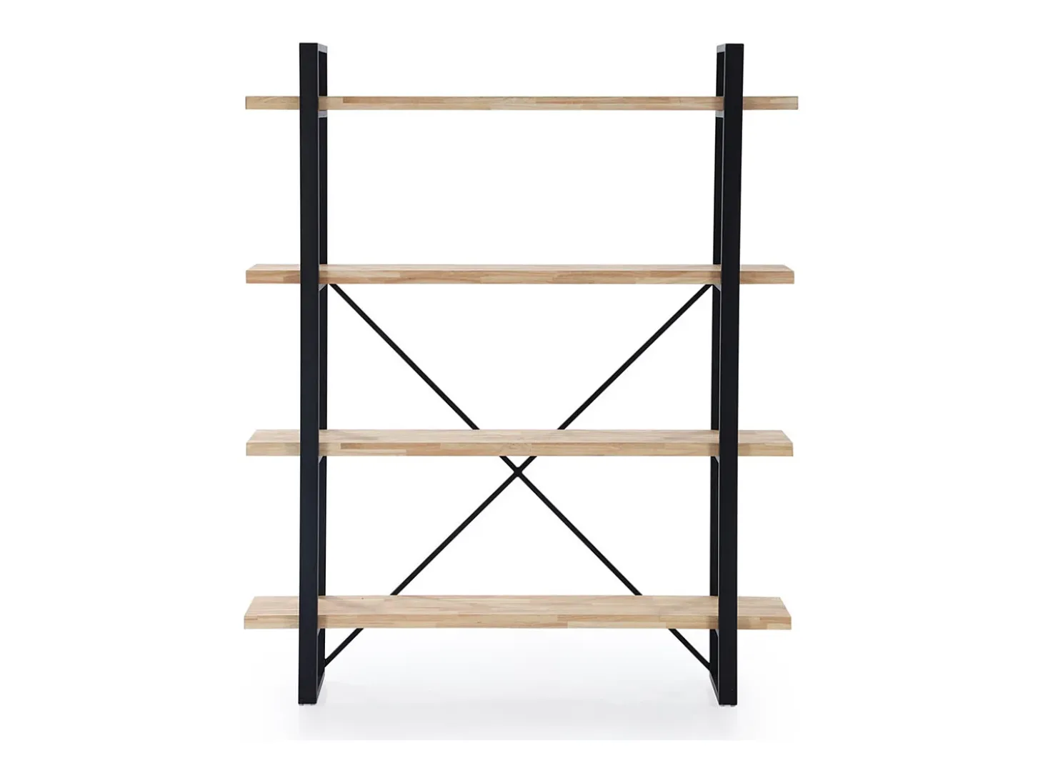 Estantería alta de 180x150x30 cm de madera en color beige con estructura metálica Chic