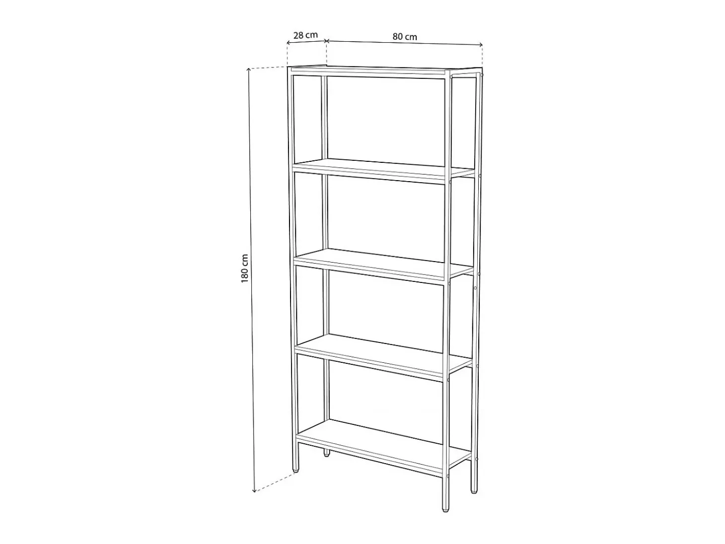 Estantería alta Jack 5 estantes roble Nordish/blanco 180x80x28 cm Adec