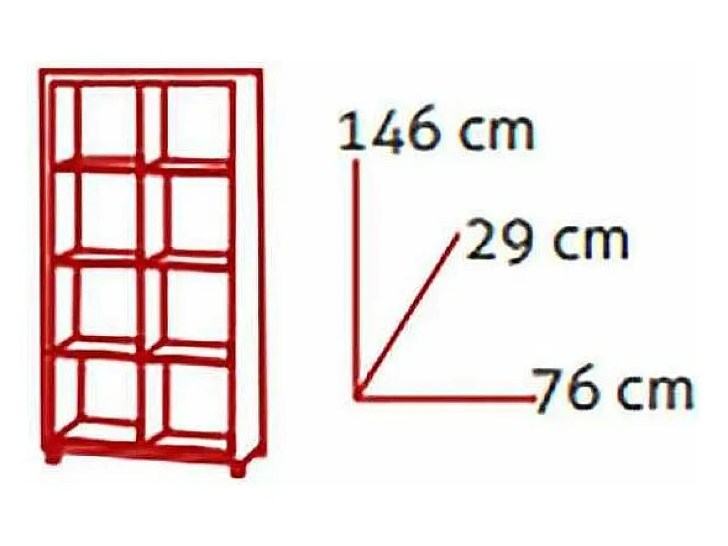 Estantería alta kubox 2x4 acabado negro, 146 cm(alto)76 cm(ancho)29 cm(fondo) .