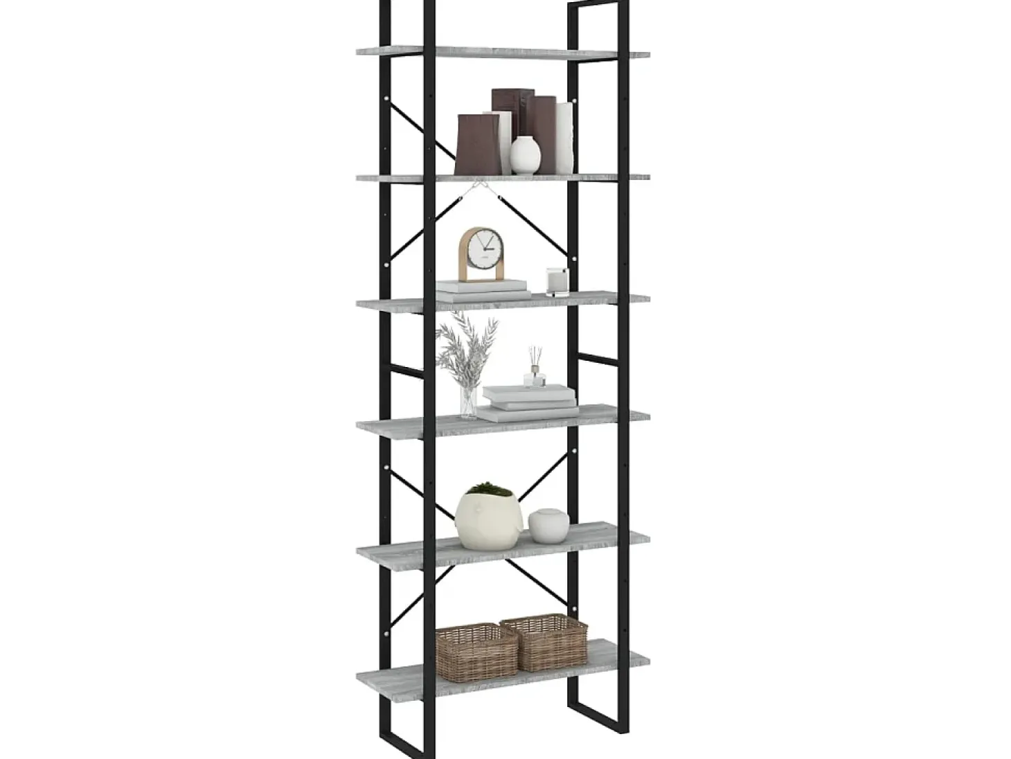 Estantería alta madera contrachapada gris Sonoma 80x30x210 cm ES306418