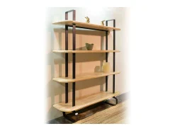 Estantería alta Napi roble estructura metálica 150x180x35 cm claro/negro