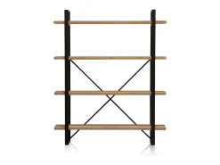 Estantería alta Plank roble American/negro 150x35x180 cm Adec