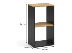 Estantería antracita/roble dorado 40x30x74 tomy