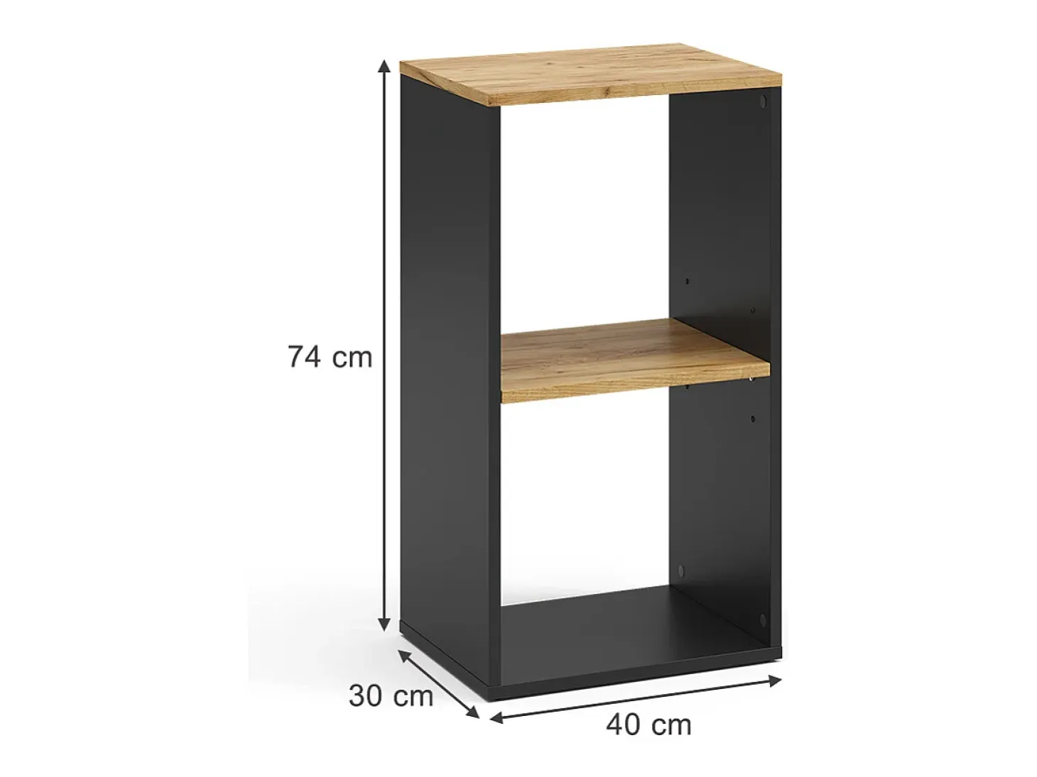 Estantería antracita/roble dorado 40x30x74 tomy