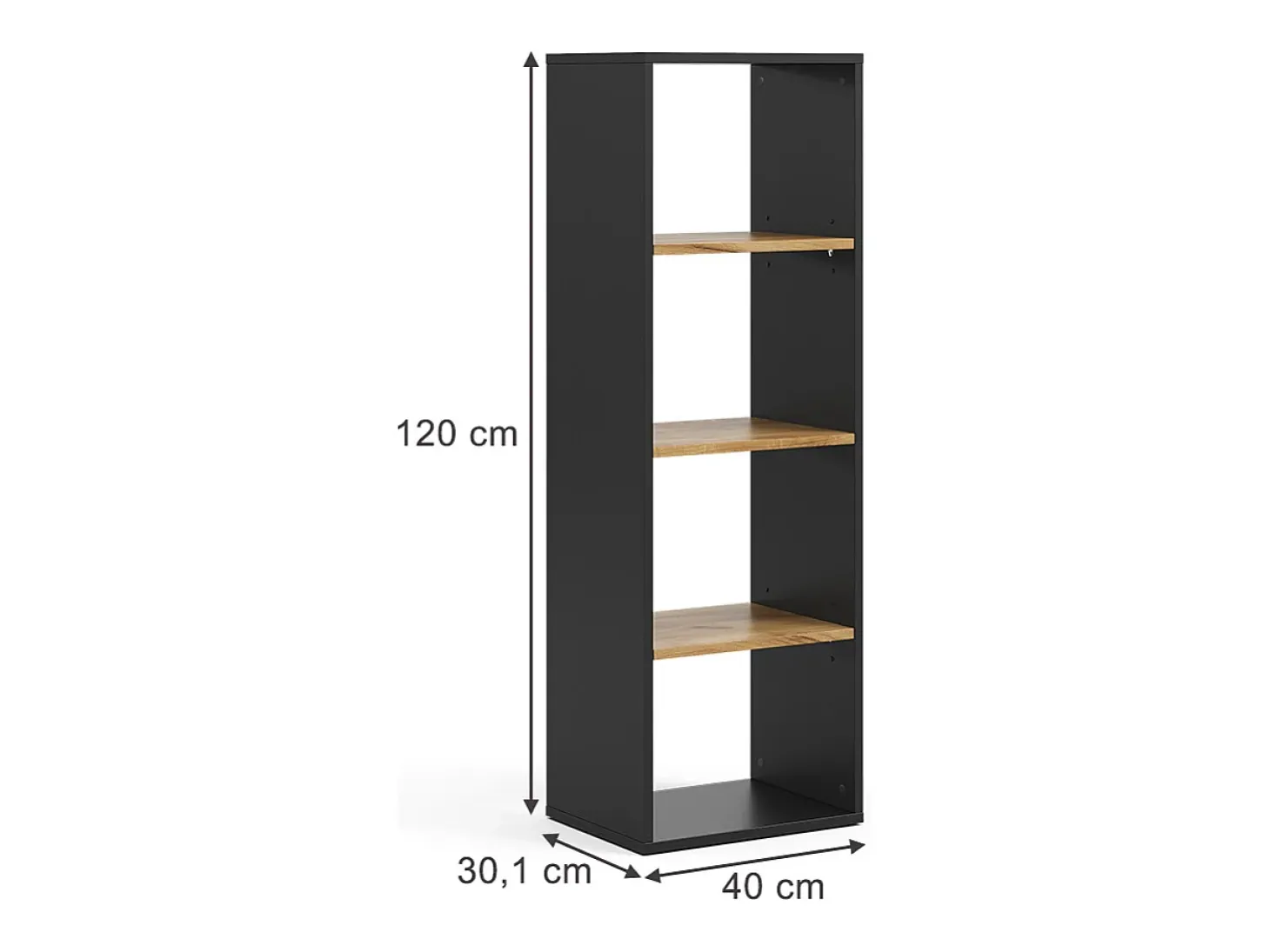 Estantería antracita/roble dorado 40x30x120 tomy