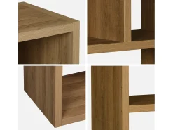 Estantería asimétrica de 5 niveles con 10 compartimentos efecto madera