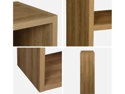 Estantería asimétrica de 3 niveles con 6 compartimentos efecto madera