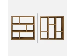 Estantería asimétrica de 3 niveles con 6 compartimentos efecto madera