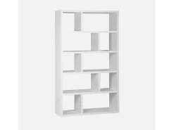 Estantería asimétrica de 5 niveles con 10 compartimentos blanco