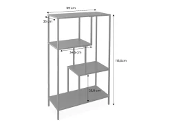 Estantería asimétrica de metal con 4 estanterías negro