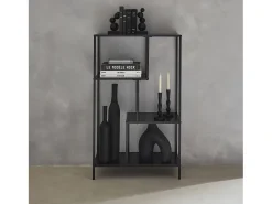 Estantería asimétrica de metal con 4 estanterías negro