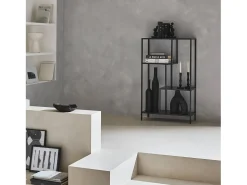 Estantería asimétrica de metal con 4 estanterías negro